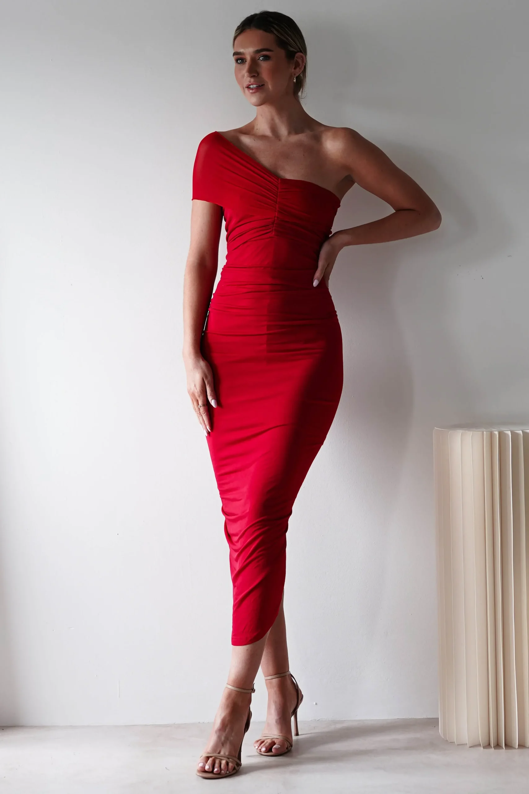 Outlet Sania Bodycon Midi Dress | Red Mittellange Kleider|Midi-kleider