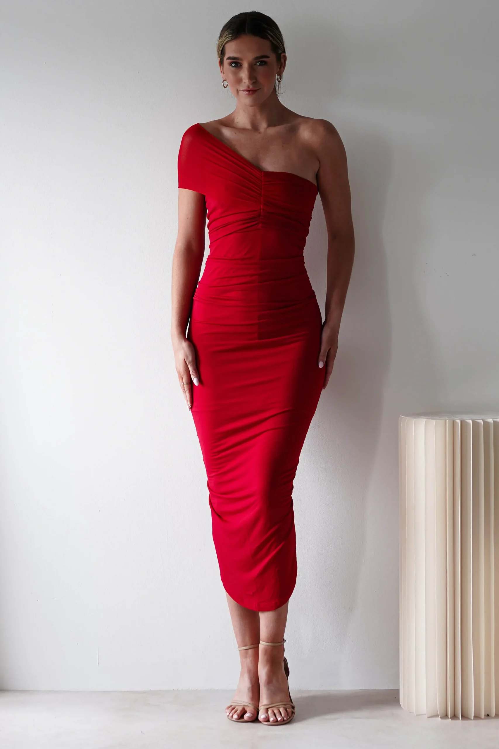 Outlet Sania Bodycon Midi Dress | Red Mittellange Kleider|Midi-kleider