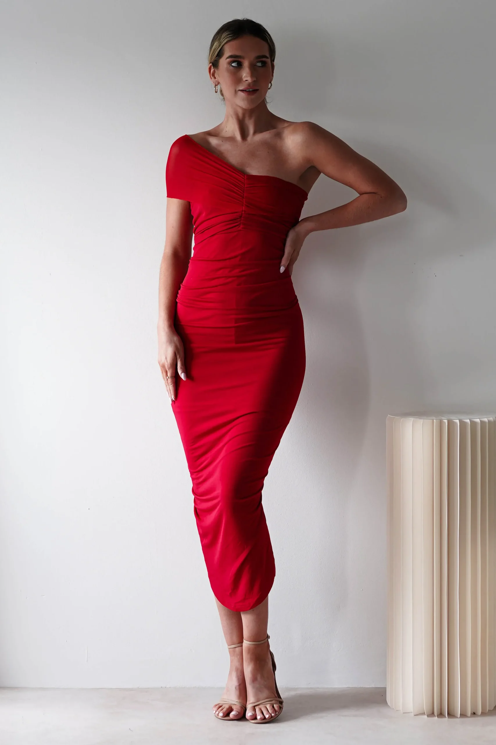 Outlet Sania Bodycon Midi Dress | Red Mittellange Kleider|Midi-kleider