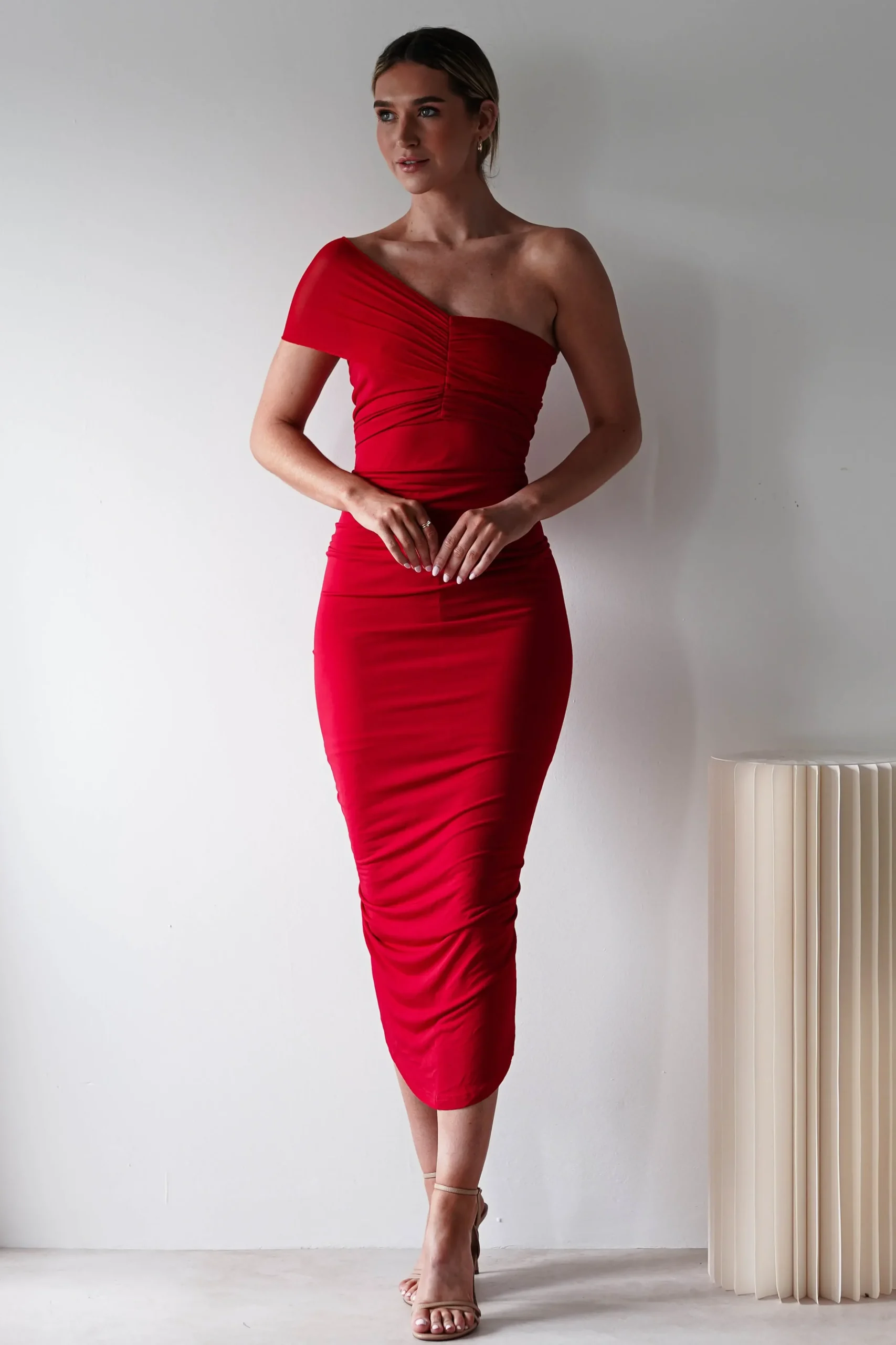 Outlet Sania Bodycon Midi Dress | Red Mittellange Kleider|Midi-kleider