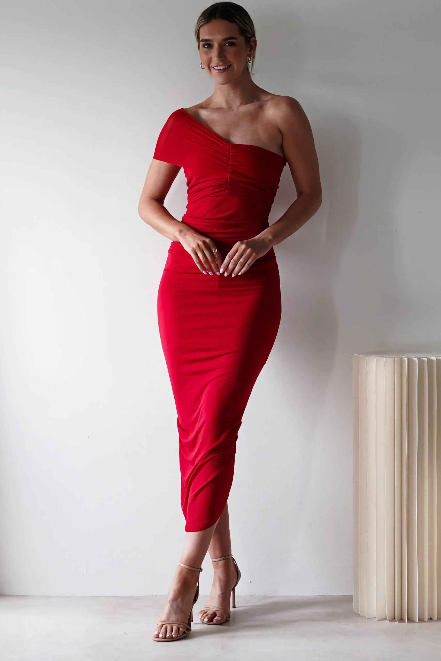 Outlet Sania Bodycon Midi Dress | Red Mittellange Kleider|Midi-kleider