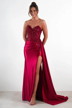 Discount Saraya Bodycon Embellished Gown | Dark Red Sommerkleider|Sommerkleider