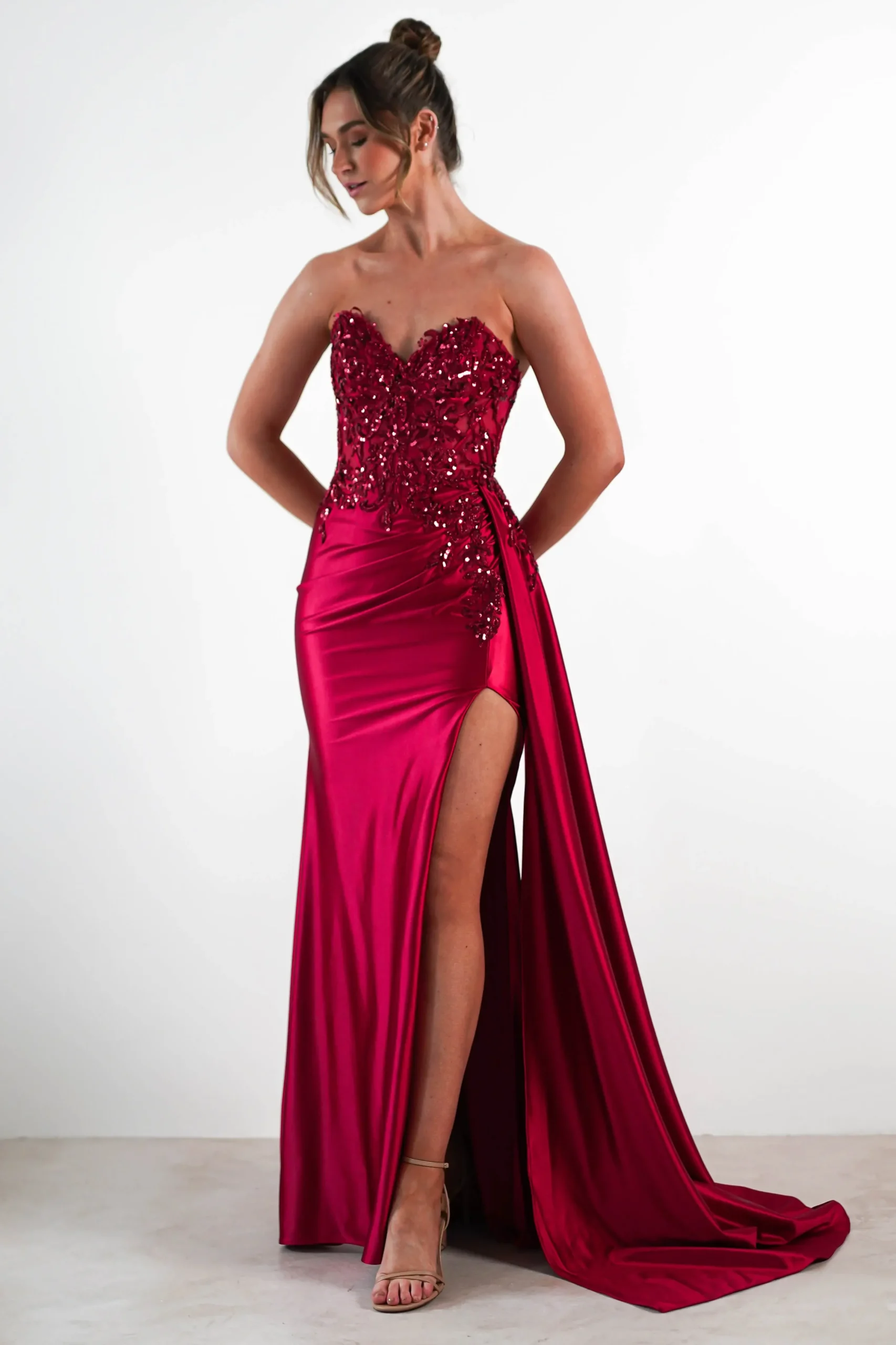 Discount Saraya Bodycon Embellished Gown | Dark Red Sommerkleider|Sommerkleider