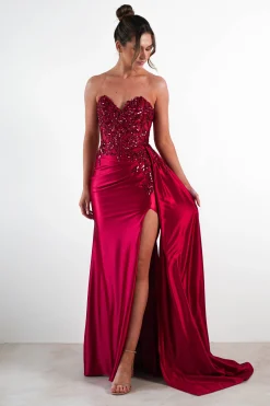 Discount Saraya Bodycon Embellished Gown | Dark Red Sommerkleider|Sommerkleider