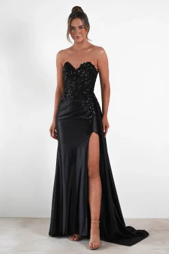Clearance Saraya Bodycon Embellished Gown | Black Sommerkleider|Sommerkleider
