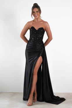 Clearance Saraya Bodycon Embellished Gown | Black Sommerkleider|Sommerkleider