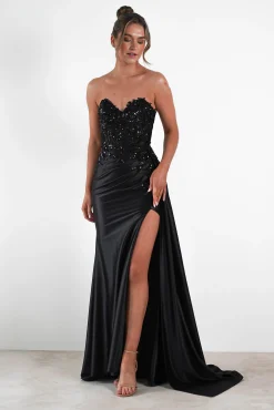 Clearance Saraya Bodycon Embellished Gown | Black Sommerkleider|Sommerkleider