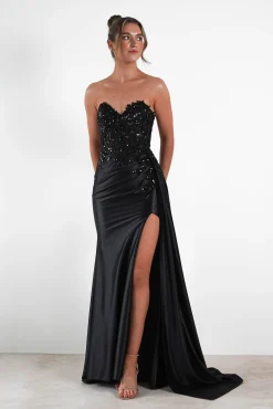 Clearance Saraya Bodycon Embellished Gown | Black Sommerkleider|Sommerkleider