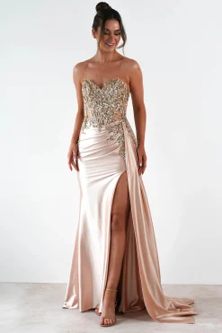 Hot Saraya Bodycon Embellished Gown | Gold Sommerkleider|Sommerkleider