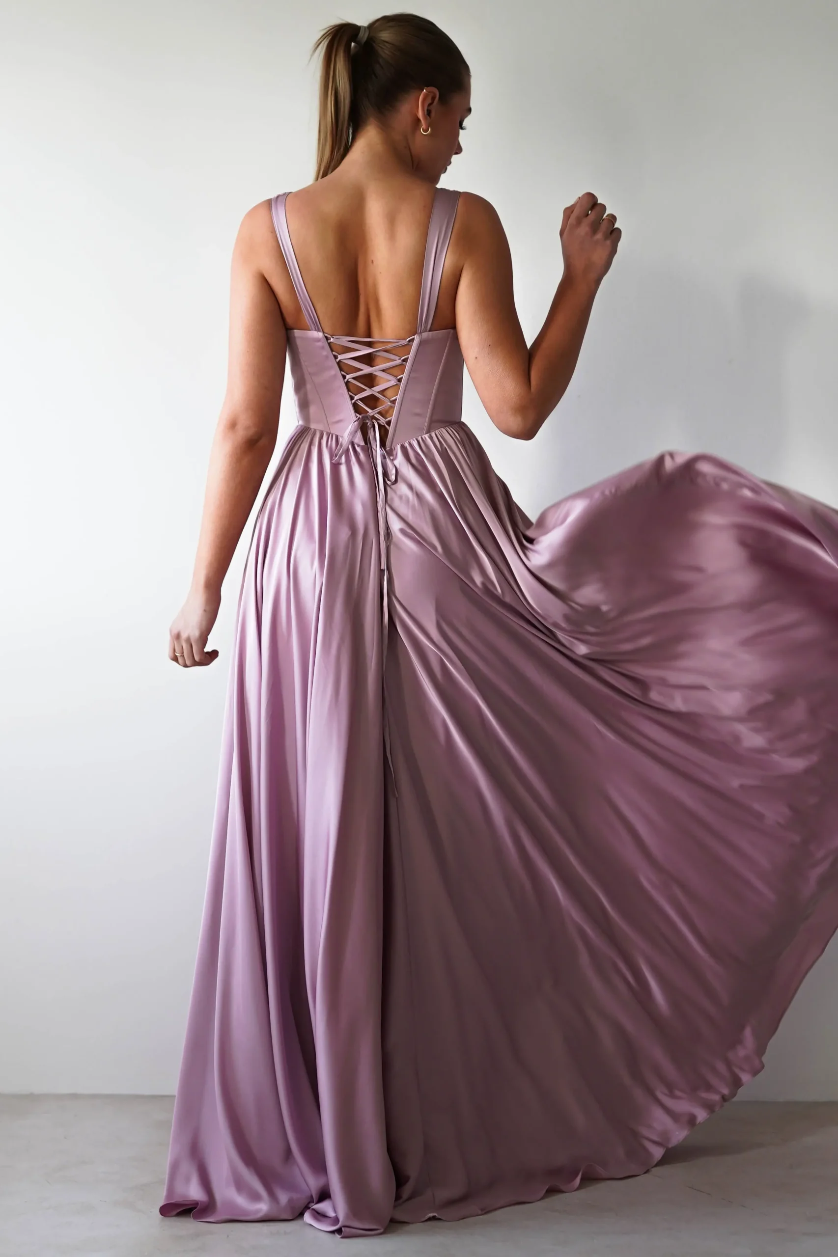 Fashion Scarlette Soft Satin Maxi Gown | Mauve Lange Kleider|Maxikleider