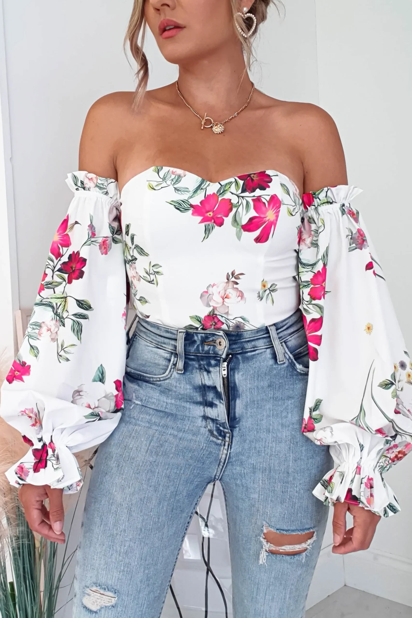 Best Shani Off The Shoulder Top/Bodysuit | Mixed Print Oberteile|Sommerkleider