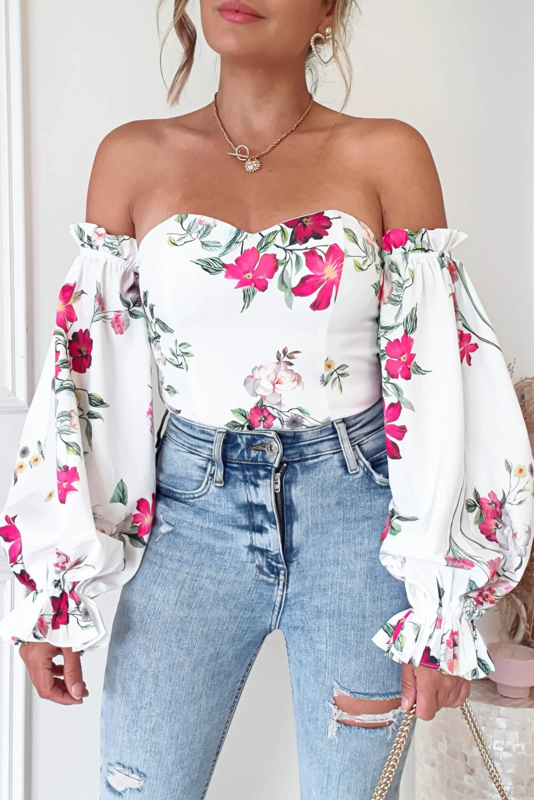 Best Shani Off The Shoulder Top/Bodysuit | Mixed Print Oberteile|Sommerkleider