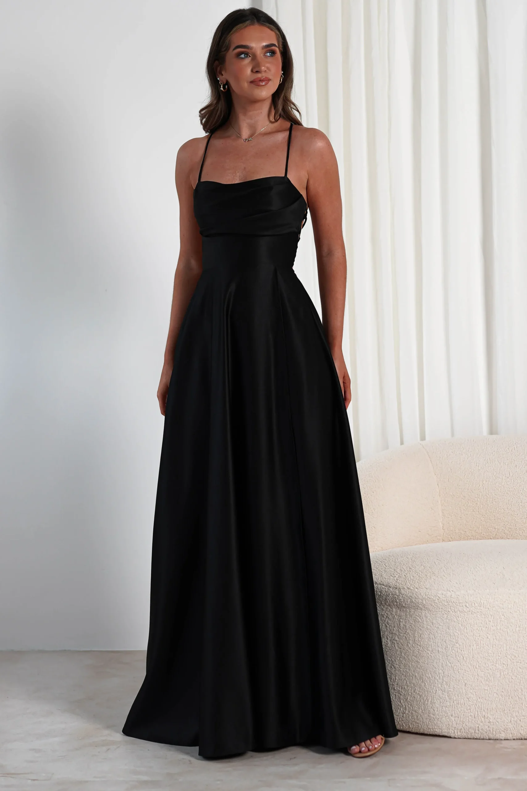 Clearance Shantal Satin Gown | Black Sommerkleider|Sommerkleider