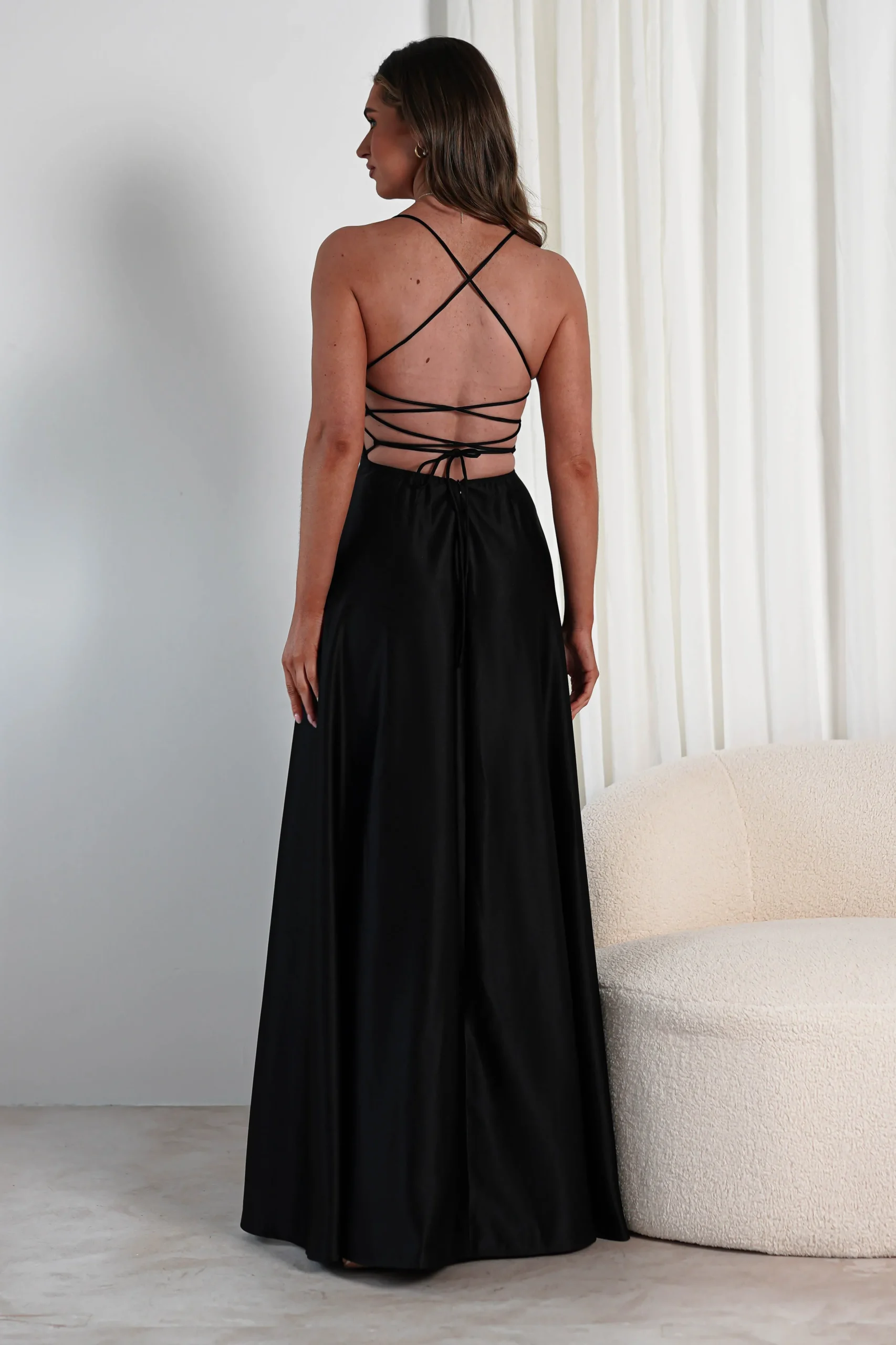 Clearance Shantal Satin Gown | Black Sommerkleider|Sommerkleider