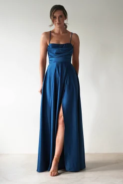 Best Shantal Satin Gown | Ocean Teal Blue Ballkleider|Ballkleider