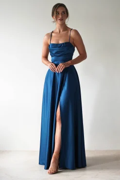 Best Shantal Satin Gown | Ocean Teal Blue Ballkleider|Ballkleider