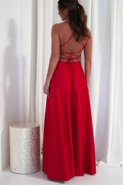 Hot Shantal Satin Gown | Red Sommerkleider|Sommerkleider