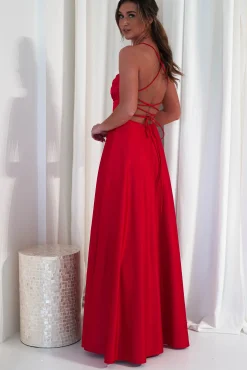 Hot Shantal Satin Gown | Red Sommerkleider|Sommerkleider