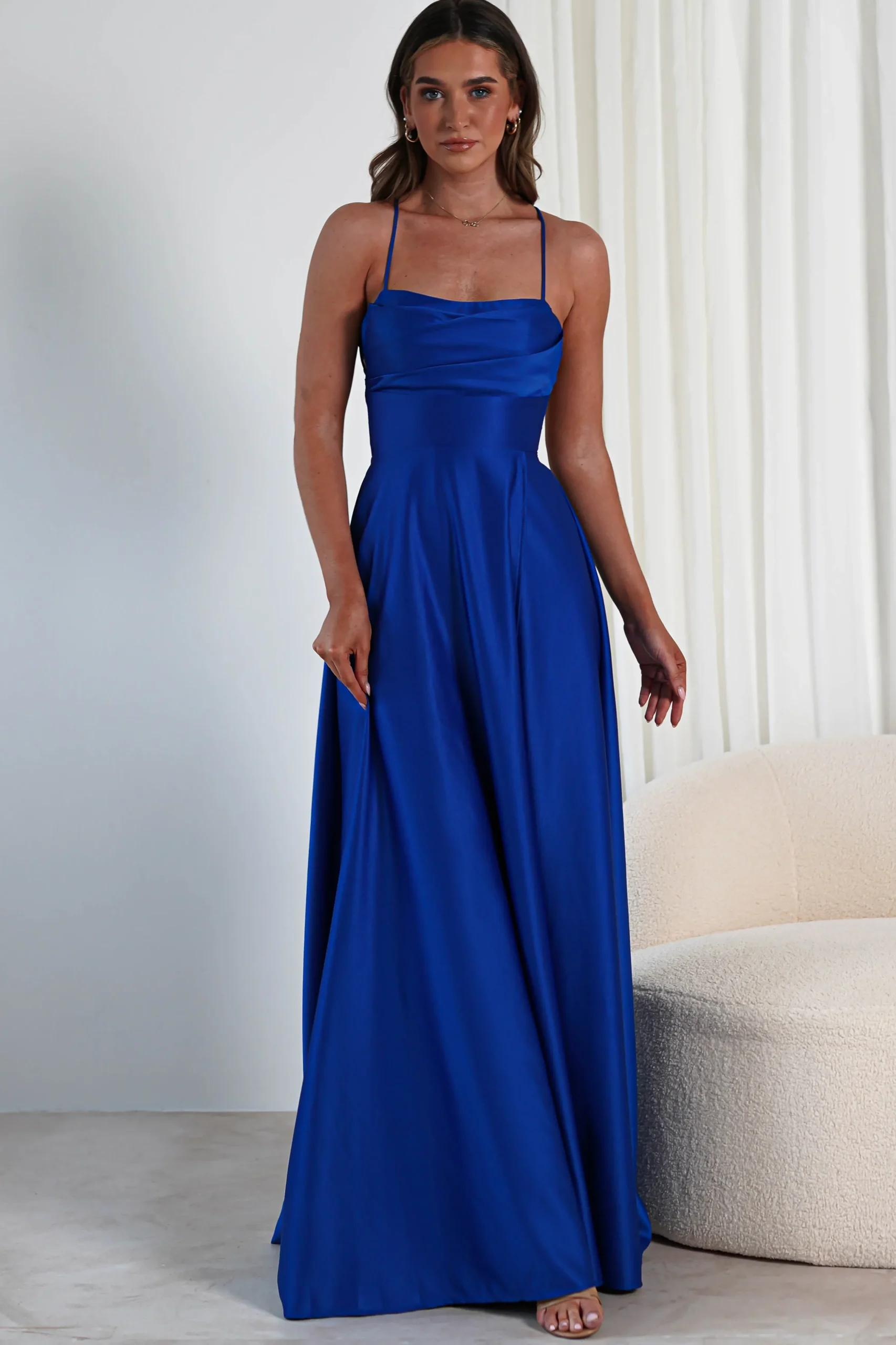 Sale Shantal Satin Gown | Royal Blue Sommerkleider|Sommerkleider