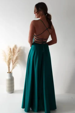 Fashion Shantal Satin Gown | Teal Green Sommerkleider|Sommerkleider