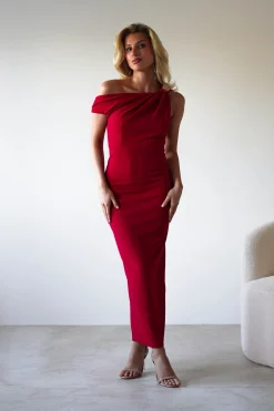 Clearance Shayna Off The Shouler Midaxi | Red Lange Kleider|Maxikleider