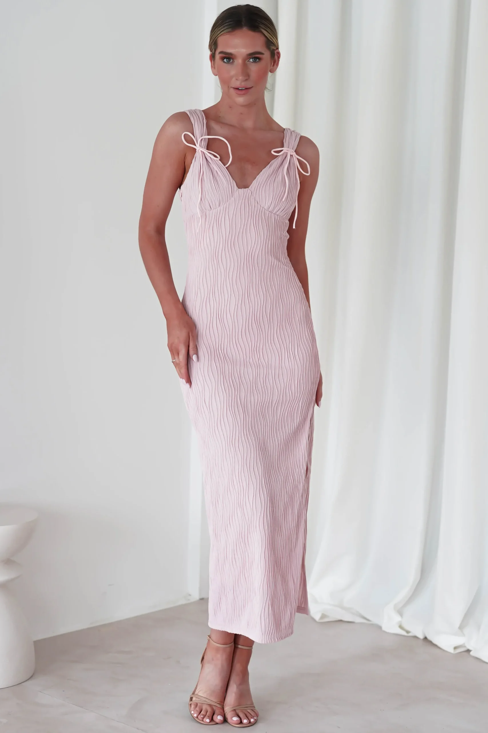 Online Simona Textured Maxi Dress | Blush Lange Kleider|Maxikleider