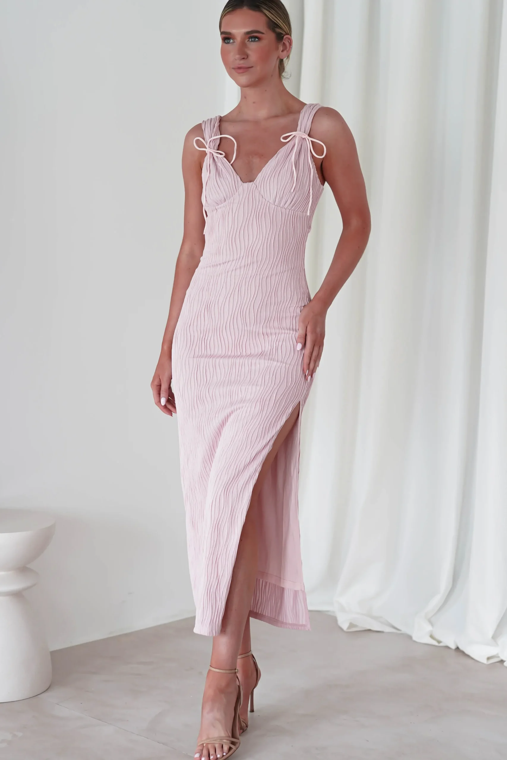 Online Simona Textured Maxi Dress | Blush Lange Kleider|Maxikleider