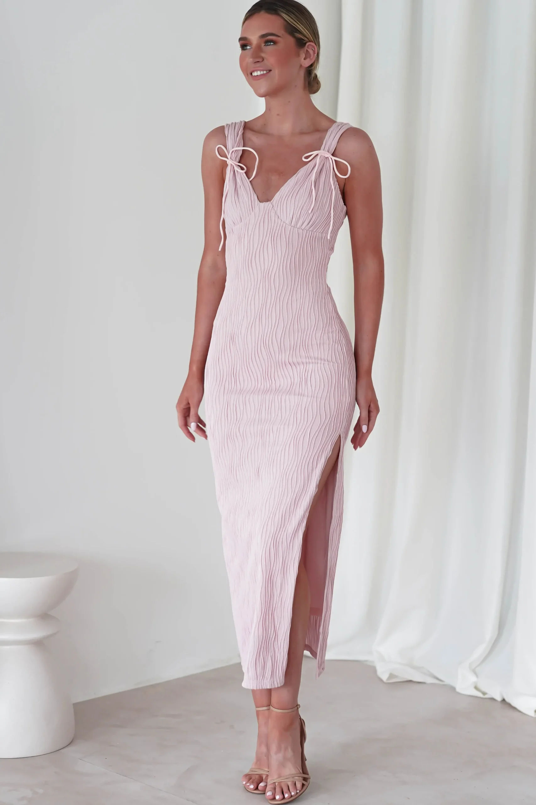 Online Simona Textured Maxi Dress | Blush Lange Kleider|Maxikleider