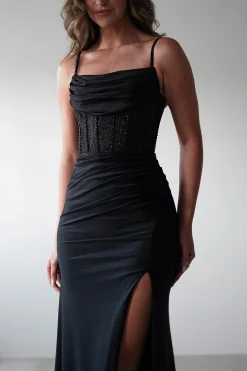 Online Stefani Rhinestone Bodice Gown | Black Sommerkleider|Sommerkleider
