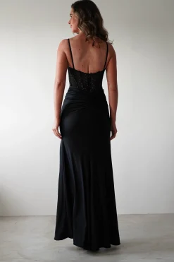 Online Stefani Rhinestone Bodice Gown | Black Sommerkleider|Sommerkleider