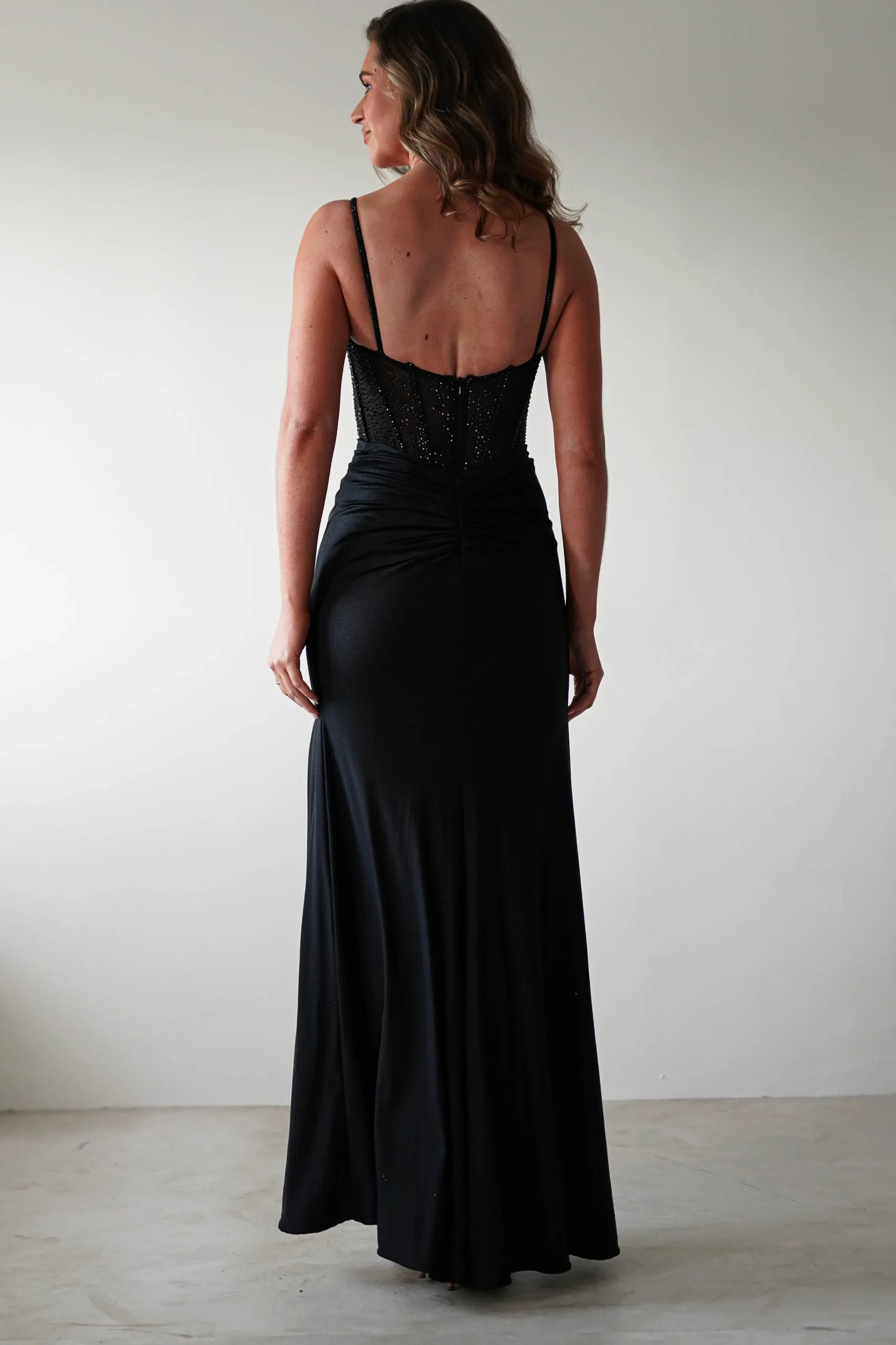 Online Stefani Rhinestone Bodice Gown | Black Sommerkleider|Sommerkleider