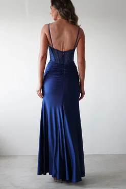 Hot Stefani Rhinestone Bodice Gown | Navy Sommerkleider|Sommerkleider