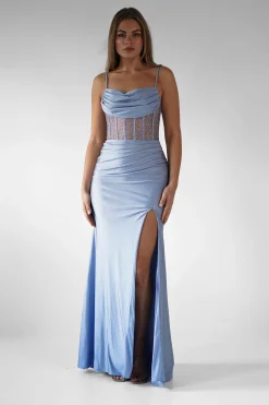Sale Stefani Rhinestone Bodice Gown | Blue Sommerkleider|Sommerkleider