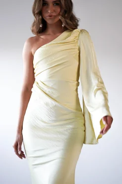 Fashion Sylvana Silky Maxi Dress | Yellow Lange Kleider|Maxikleider