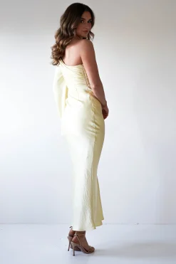 Fashion Sylvana Silky Maxi Dress | Yellow Lange Kleider|Maxikleider