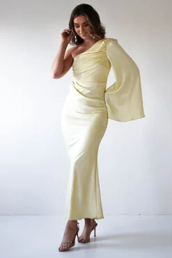 Fashion Sylvana Silky Maxi Dress | Yellow Lange Kleider|Maxikleider