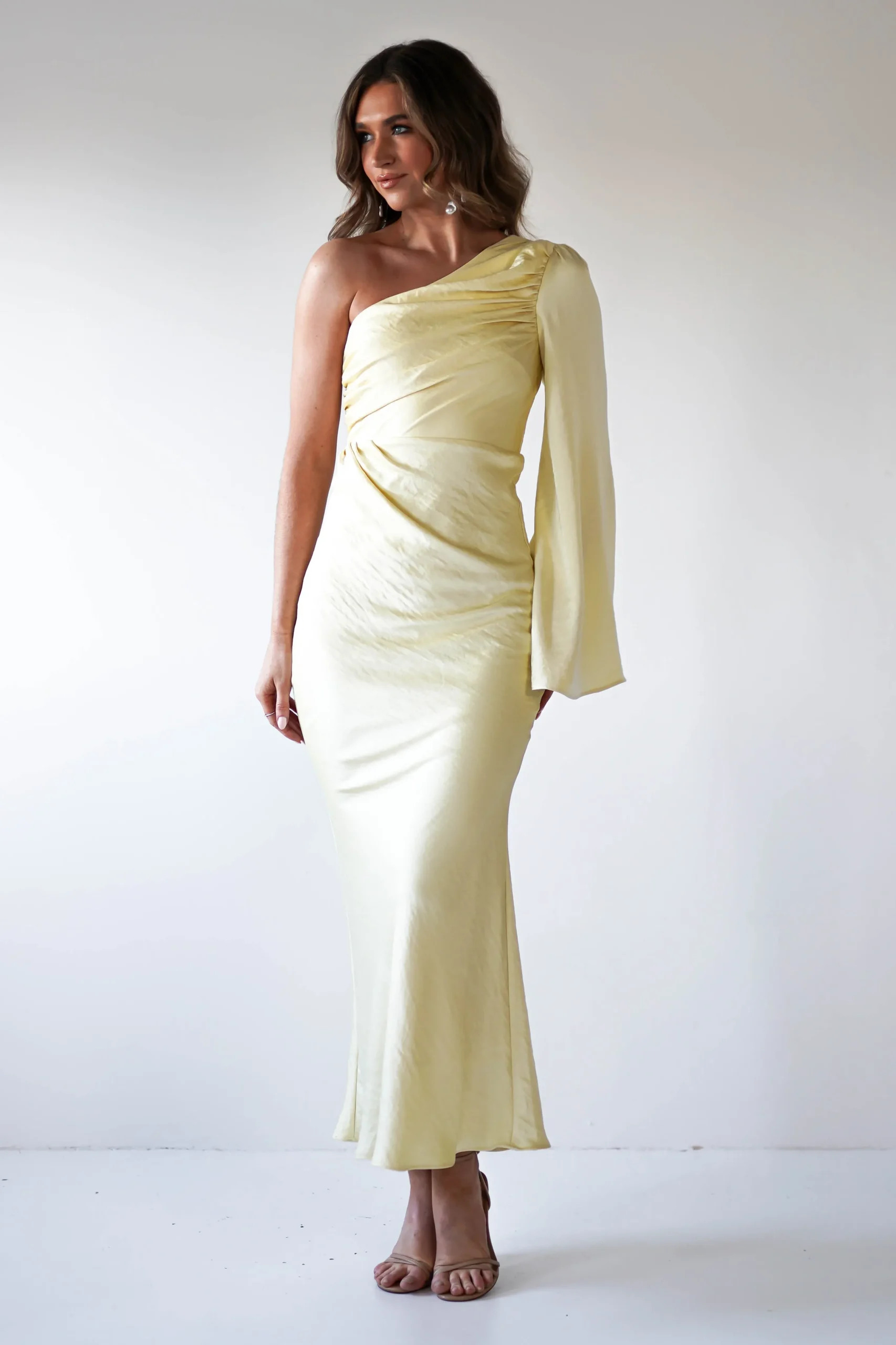 Fashion Sylvana Silky Maxi Dress | Yellow Lange Kleider|Maxikleider
