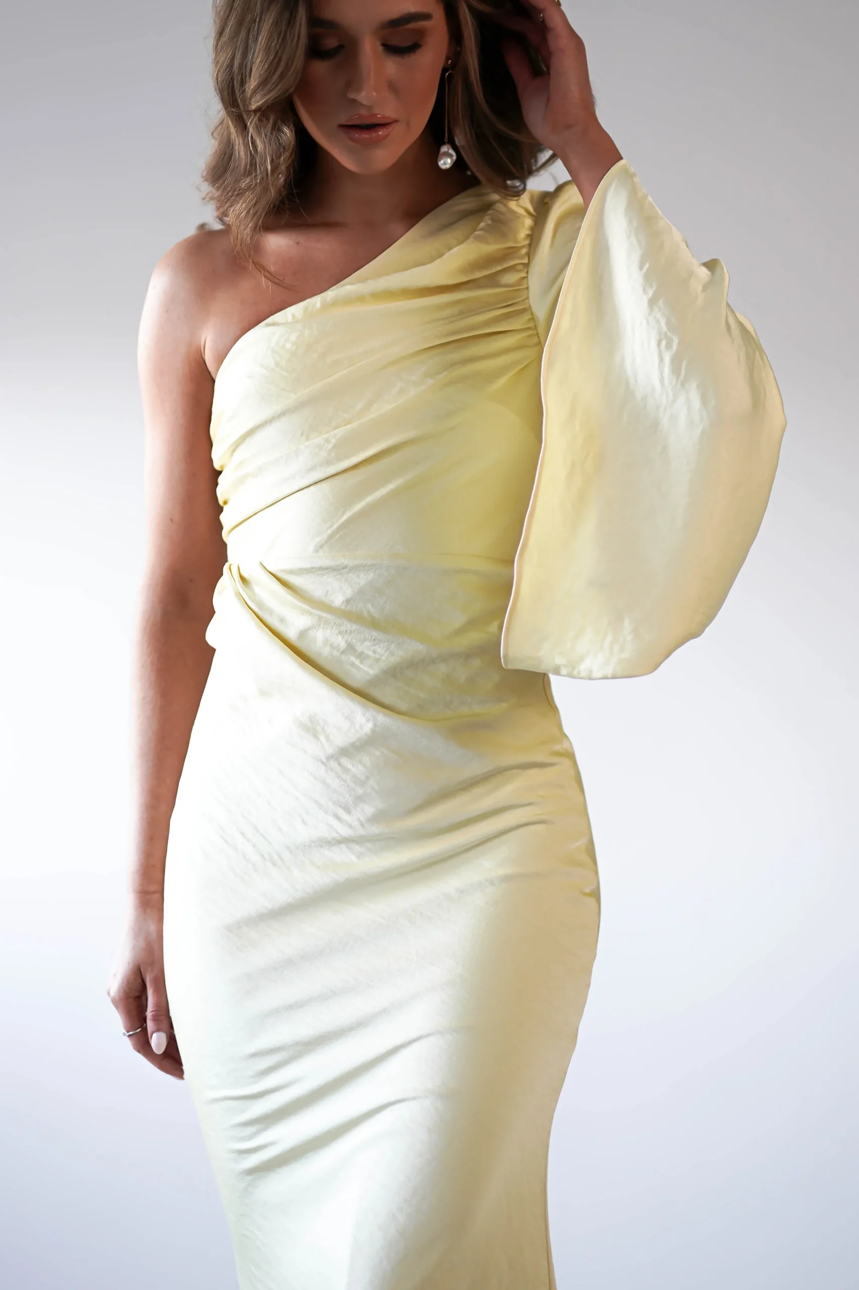 Fashion Sylvana Silky Maxi Dress | Yellow Lange Kleider|Maxikleider
