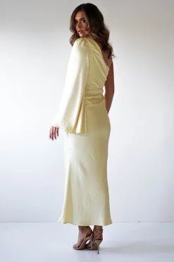 Fashion Sylvana Silky Maxi Dress | Yellow Lange Kleider|Maxikleider