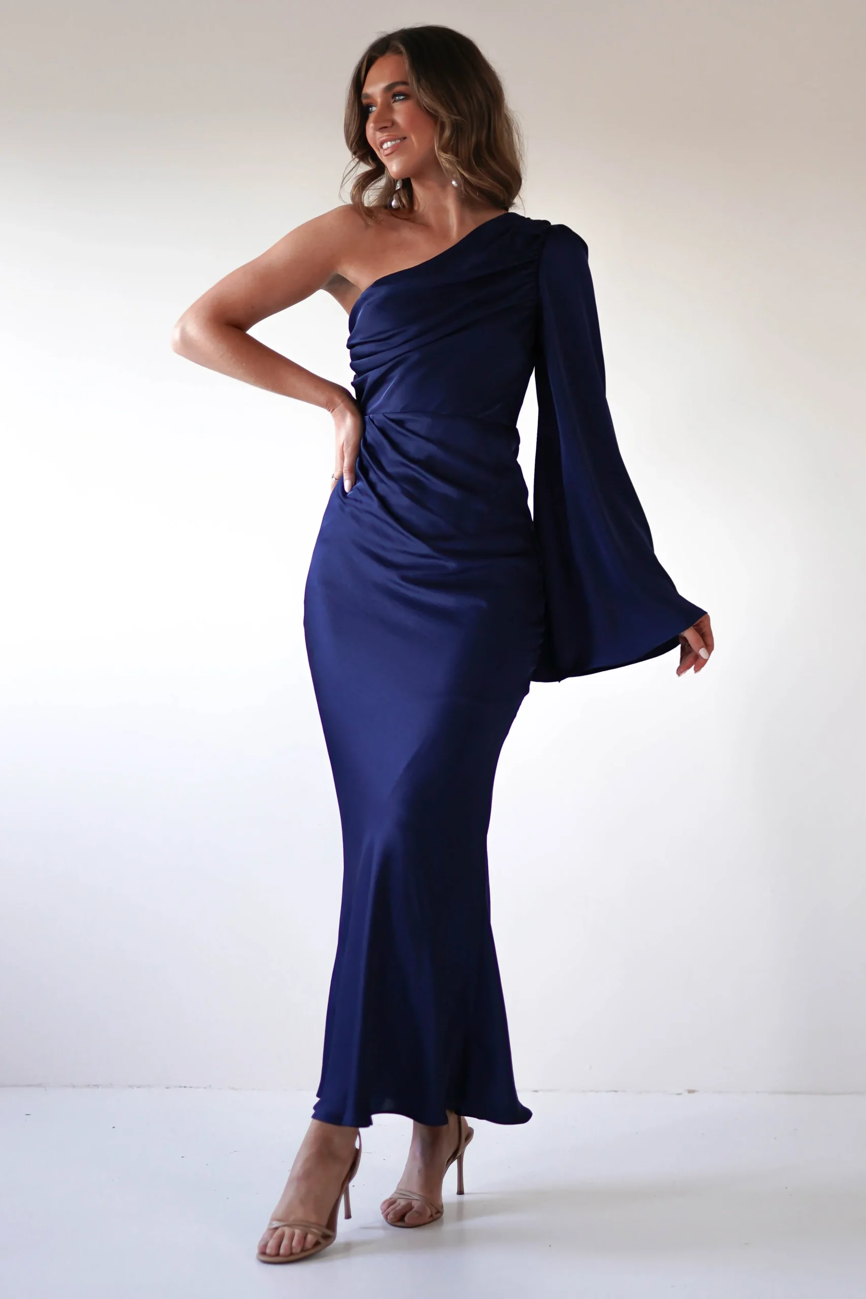 Outlet Sylvana Silky Maxi Dress | Navy Lange Kleider|Maxikleider