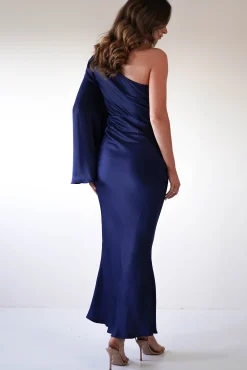 Outlet Sylvana Silky Maxi Dress | Navy Lange Kleider|Maxikleider