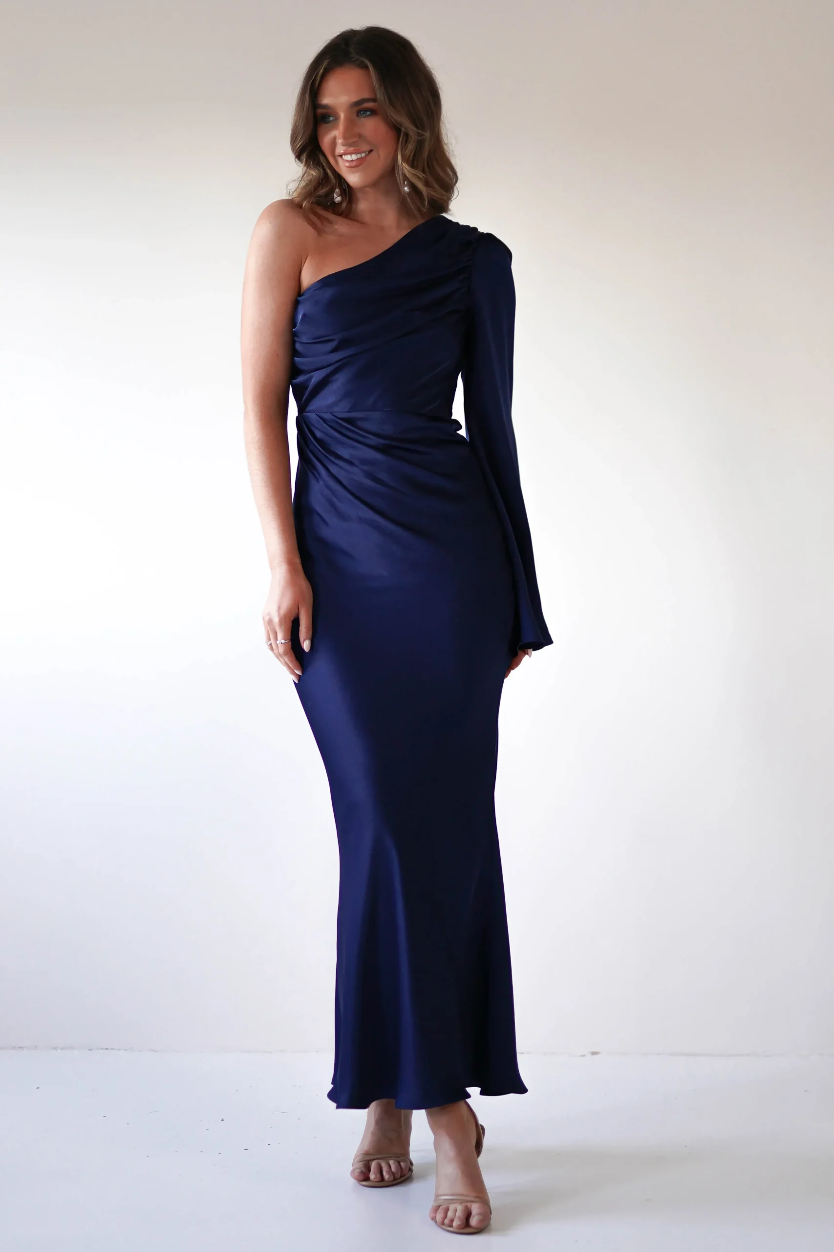 Outlet Sylvana Silky Maxi Dress | Navy Lange Kleider|Maxikleider