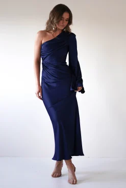 Outlet Sylvana Silky Maxi Dress | Navy Lange Kleider|Maxikleider