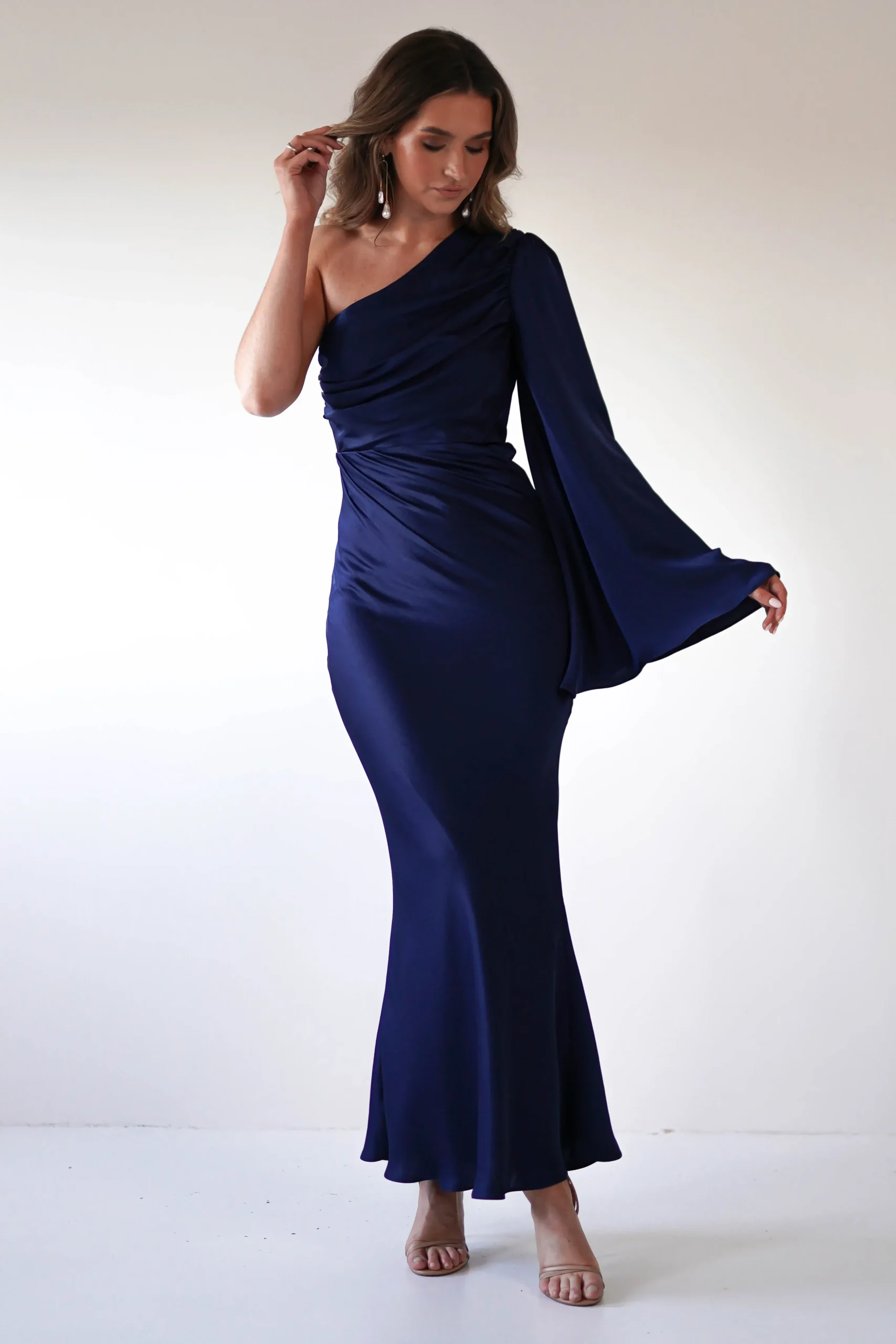 Outlet Sylvana Silky Maxi Dress | Navy Lange Kleider|Maxikleider