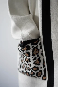 New Tadriah Leopard Print Detail Cardigan Strickwaren|Pullover Und Strickjacken