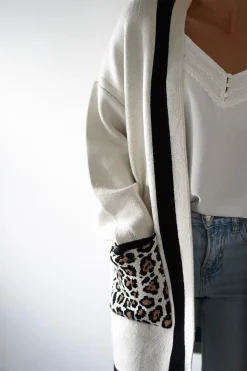 New Tadriah Leopard Print Detail Cardigan Strickwaren|Pullover Und Strickjacken