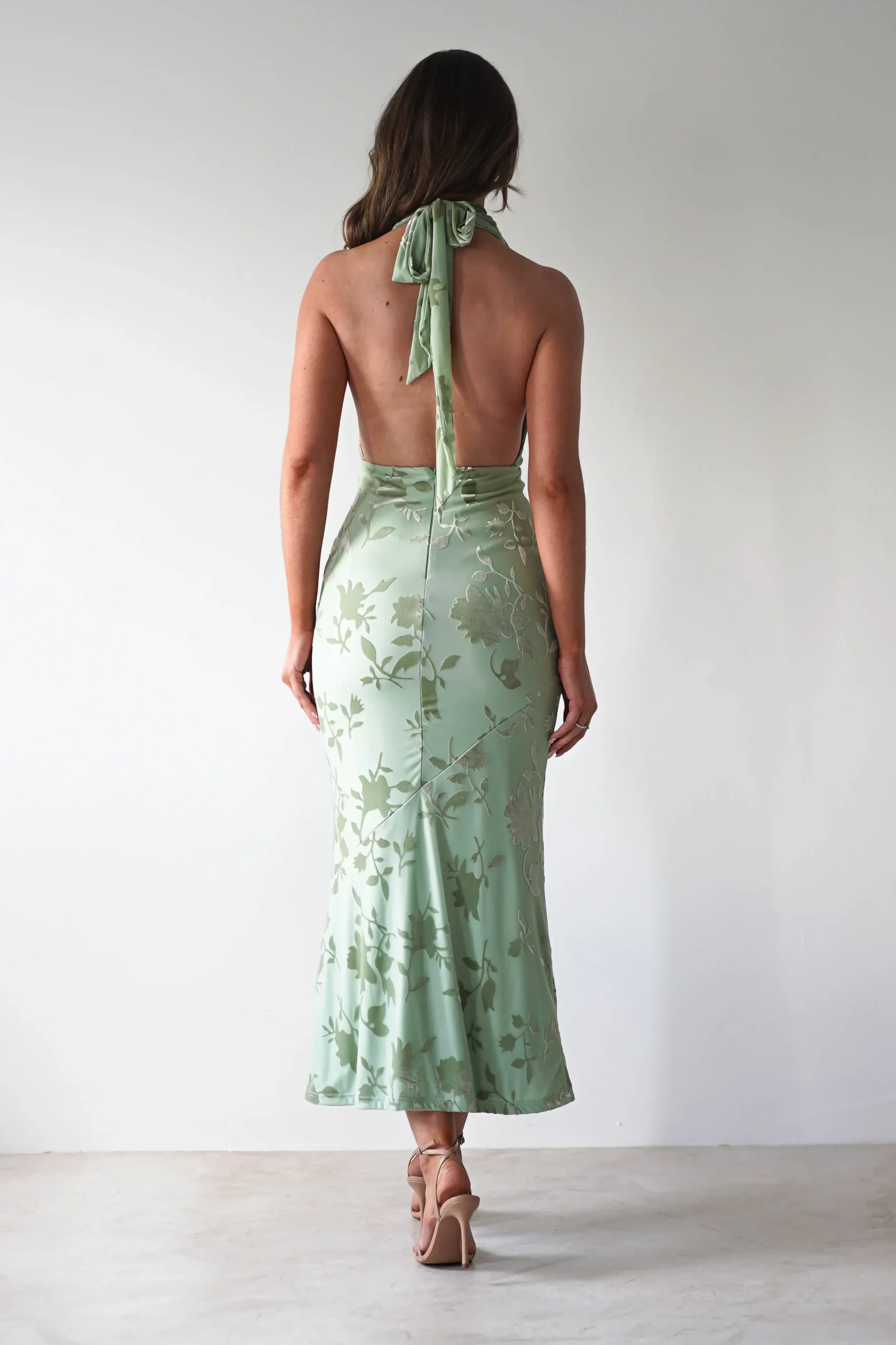 Fashion Tara Floral Jacquard Maxi Dress | Light Green Mittellange Kleider|Midi-kleider