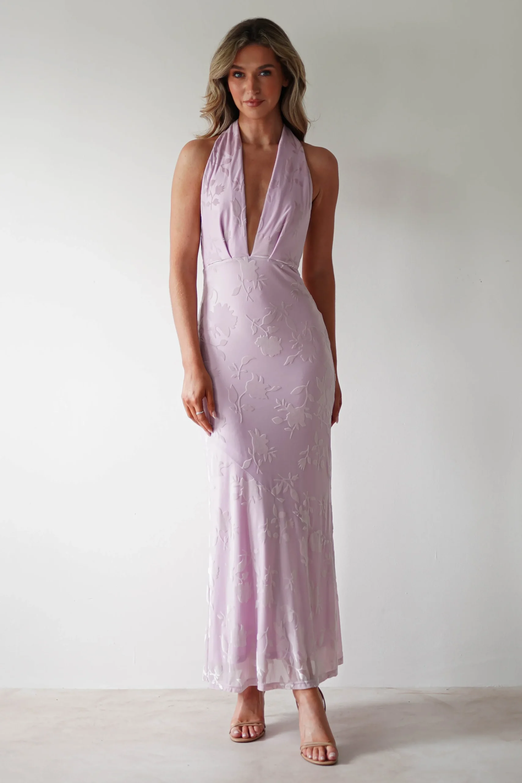 Fashion Tara Floral Jacquard Maxi Dress | Light Lilac Lange Kleider|Maxikleider