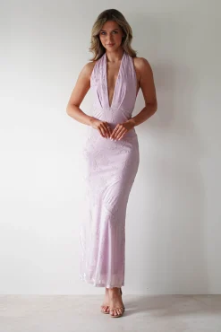 Fashion Tara Floral Jacquard Maxi Dress | Light Lilac Lange Kleider|Maxikleider