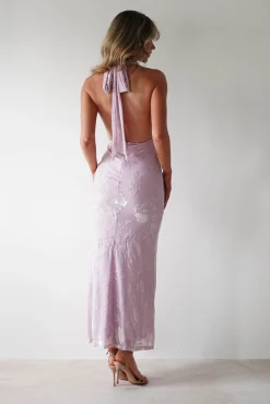Fashion Tara Floral Jacquard Maxi Dress | Light Lilac Lange Kleider|Maxikleider